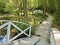 white bridges reflected in a shaded marsh