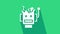 White Broken robot icon isolated on green background. Artificial intelligence, machine learning, cloud computing. 4K