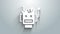 White Broken robot icon isolated on grey background. Artificial intelligence, machine learning, cloud computing. 4K