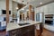 White and brown cabinets luxury huge kitchen interior with amazing details and top noch appliances