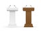 White and brown Podium Tribune Rostrum Stand with Microphones. Vector stock illustration