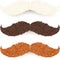 White, brown and red isolated mustaches set