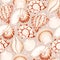 White and brown and white shells seamless pattern