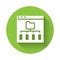 White Browser files icon isolated with long shadow. Green circle button. Vector