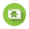 White Browser incognito window icon isolated with long shadow. Green circle button. Vector