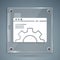 White Browser setting icon isolated on grey background. Adjusting, service, maintenance, repair, fixing. Square glass