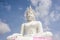 White Buddha and sky Located near Pa Sak Jolasid Dam Thailand.