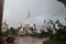 White buddhism Sit and Meditation with Background Cloudy rain season