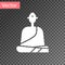 White Buddhist monk in robes sitting in meditation icon isolated on transparent background. Vector Illustration