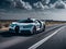 White Bugatti Chiron speeding down the highway