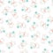 White Bunny Dolls and Clovers Vector Illustration Spring Pattern