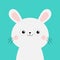 White bunny rabbit hare silhouette icon. Pink cheeks. Cute kawaii cartoon character. Happy Easter Valentines Day. Baby greeting