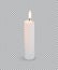 White burning candle isolated on transparent background. Vector design element.