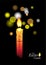 White burning Easter candle with alpha omega symbol