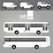 White buses and mini vans mockup cars vehicles icons