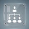 White Business hierarchy organogram chart infographics icon isolated on grey background. Corporate organizational
