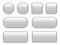 White buttons chrome frame. 3d realistic web glass elements oval rectangle square circle chrome white button interface