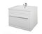 White cabinet with washbasin. Made of wood particle board lamina