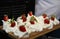 White cakes background. Meringue pavlova cake