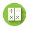 White Calculator icon isolated with long shadow. Accounting symbol. Business calculations mathematics education and