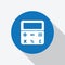 White calculator icon with maths symbols.