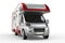 White camper van with red border rims