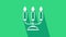 White Candelabrum with three candlesticks icon isolated on green background. 4K Video motion graphic animation