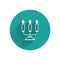 White Candelabrum with three candlesticks icon isolated with long shadow. Green circle button. Vector