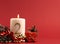 White candle with the number two burns, Advent background