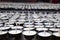 White Candles background.Buddhism Candles in a row.Buddhism praying ceremony