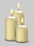 White candles with flame isolated vector