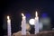 White candlesticks with blur bokeh background. image for background