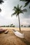 White canoe on tropical beach