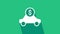 White Car rental icon isolated on green background. Rent a car sign. Key with car. Concept for automobile repair service