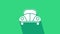 White Car Volkswagen beetle icon isolated on green background. 4K Video motion graphic animation