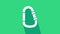 White Carabiner icon isolated on green background. Extreme sport. Sport equipment. 4K Video motion graphic animation