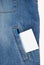 White card jeans pocket for note