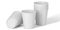 White cardboard or paper cups on white background.
