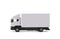 White cargo delivery truck miniature on white