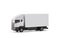 White cargo delivery truck miniature on white