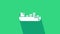 White Cargo ship with boxes delivery service icon isolated on green background. Delivery, transportation. Freighter with