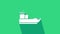 White Cargo ship icon isolated on green background. 4K Video motion graphic animation