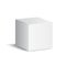 White carton 3d box. White cube. Box package mockup, delivery, shopping sign â€“ vector