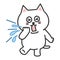 White cartoon cat giving a violent sneeze. Vector illustration.