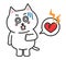 White cartoon cat having a heart attack, vector illustration.