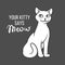 White cartoon cat vector illustration with Meow lettering