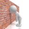 White cartoon character banging head against the wall - 3D illustration