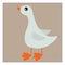 A white cartoon duck over pale pink background vector or color illustration