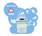 White cartoon printer with Error sign.