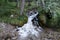 White cascades in a brook appearing rapid and soft